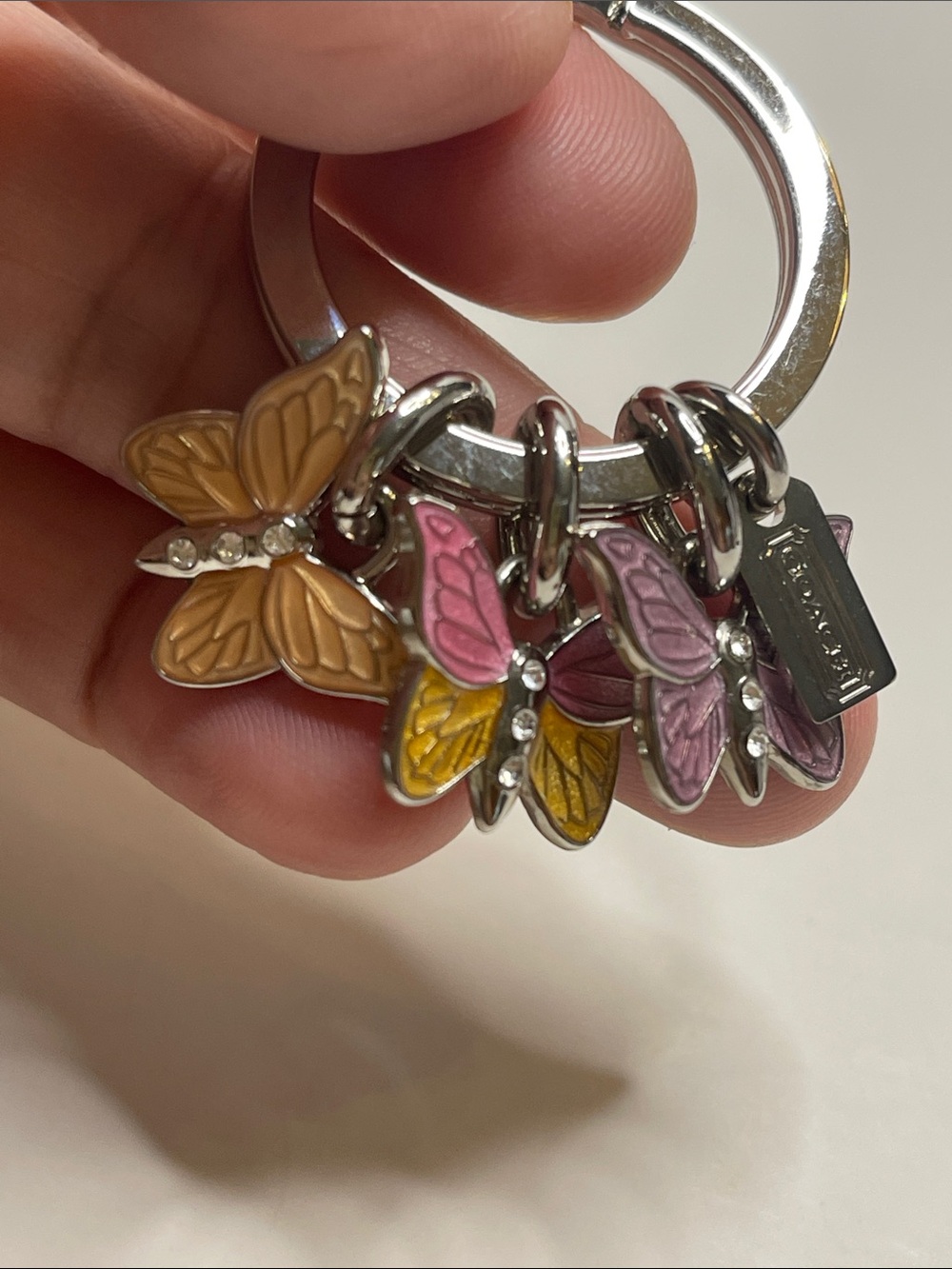 Coach Butterfly Charm Keyring with Yellow, Pink, Purple Charms and Coach Pen - Picture 5 of 7